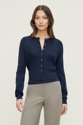 Dynamite On Sale | Rebecca Crewneck Cardigan Blue