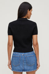 Dynamite Online | Polo Crewneck Cardigan Black