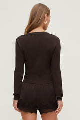 Dynamite Outlets | Rebecca Crewneck Cardigan Brown