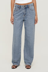 Dynamite Discount | Mika Mid Rise Relaxed Straight Leg Jeans Blue