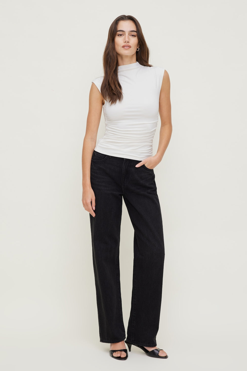 Dynamite Website Shop | Mika Mid Rise Relaxed Straight Leg Jeans Black
