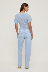 Dynamite US | Mika Mid Rise Relaxed Straight Leg Jeans Blue