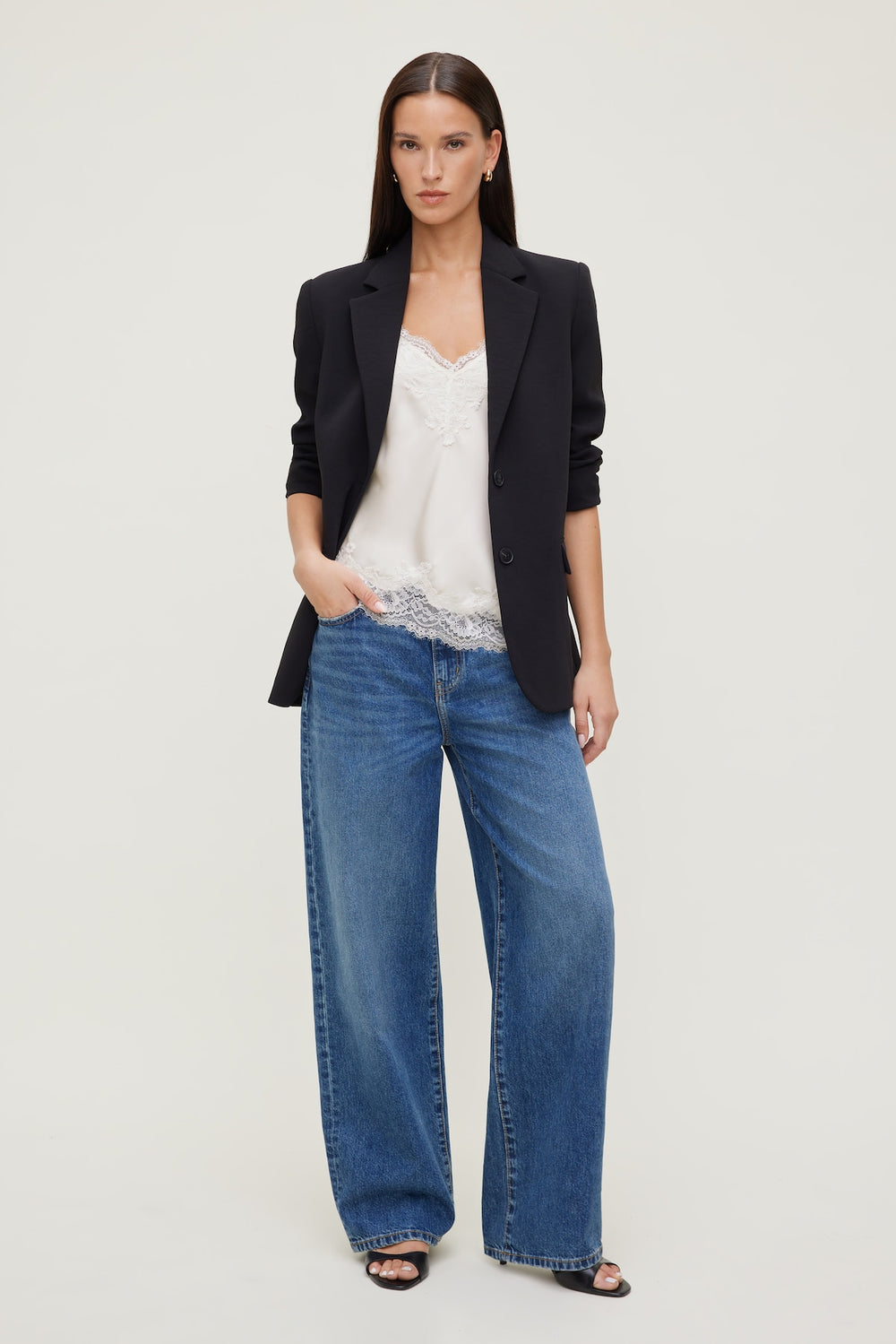 Dynamite Outlet | Rowan Mid Rise Baggy Wide Leg Jeans Blue