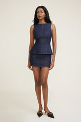 Dynamite On Sale | Seam Denim Mini Skort Blue