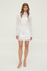 Dynamite Outlet | Lace Satin Mini Skirt Beige