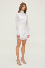 Dynamite Outlet | Lace Satin Mini Skirt Beige
