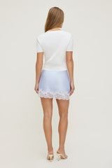 Dynamite On Sale | Lace Satin Mini Skirt Blue