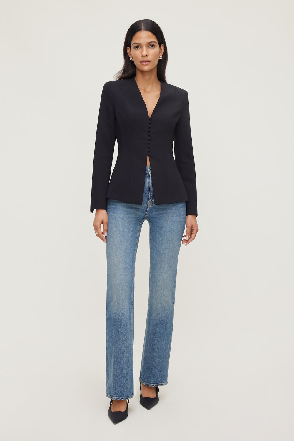 Dynamite US | Plunge Small Button Blazer Black