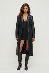 Dynamite Store | Faux Leather Trench Coat Black