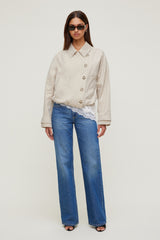Dynamite Website Shop | Twill Asymmetric Button Up Jacket Beige