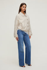 Dynamite Website Shop | Twill Asymmetric Button Up Jacket Beige
