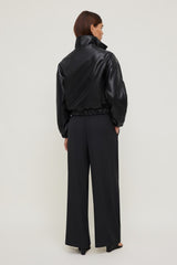 Dynamite Outlets | Oversized Faux Leather Bomber Jacket Black