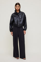 Dynamite Outlets | Oversized Faux Leather Bomber Jacket Black