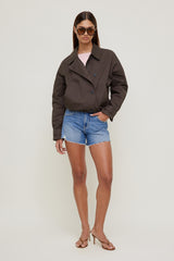 Dynamite On Sale | Twill Asymmetric Button Up Jacket Brown