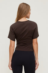 Dynamite Store | Andrea Shirred Jersey T Shirt Brown