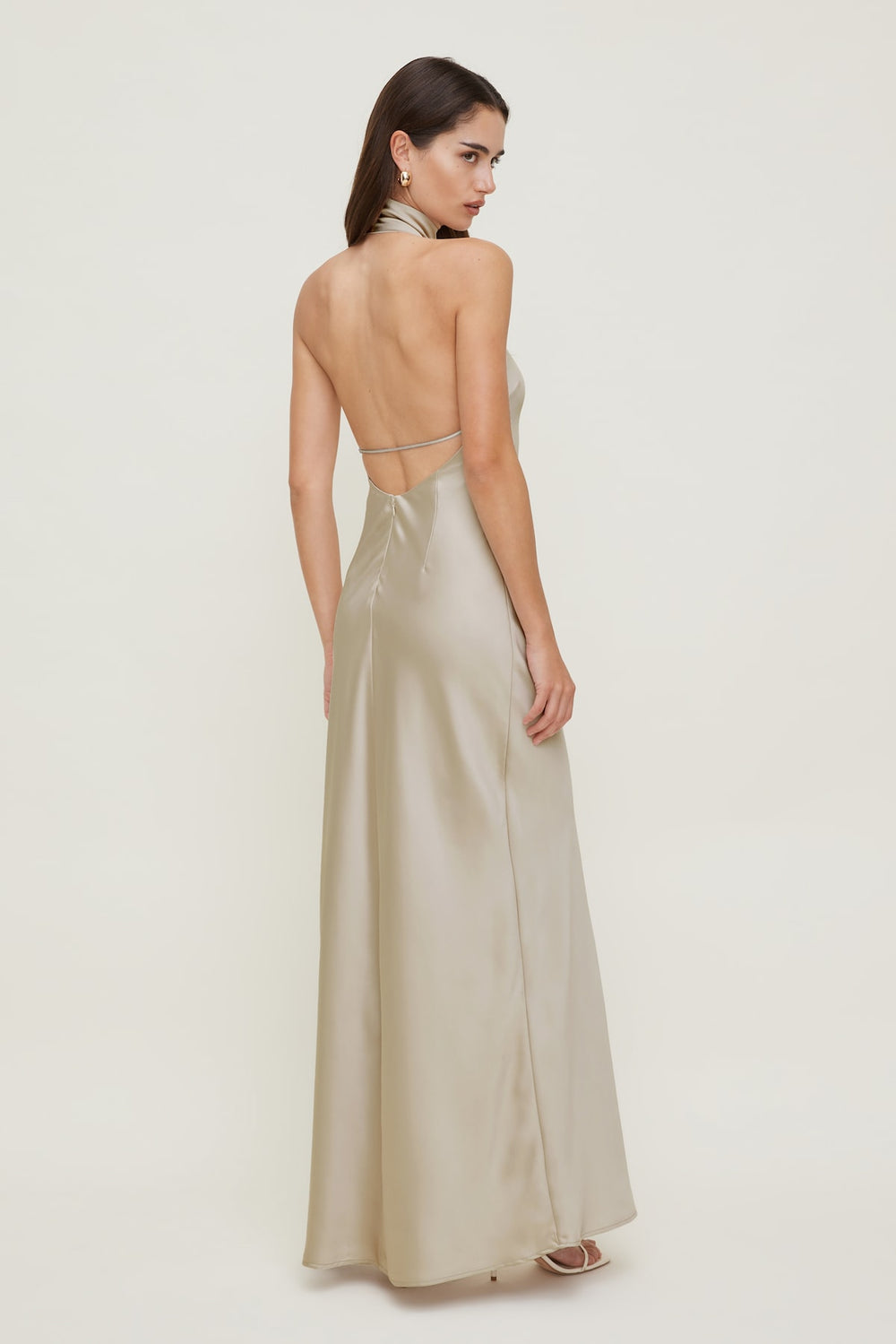 Dynamite Website Shop | Satin Halter Maxi Dress Beige