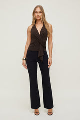 Dynamite US | Front Drape Halter Top Brown