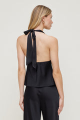 Dynamite Outlets | Vea Satin Halter Top Black