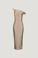 Dynamite On Sale | Jayde Stretch Satin Maxi Dress Beige