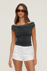 Dynamite Outlet | Off Shoulder Mesh Top BLACK
