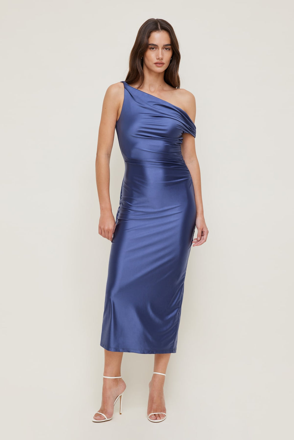 Dynamite US | Jayde Stretch Satin Maxi Dress Blue