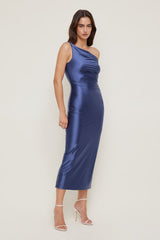 Dynamite US | Jayde Stretch Satin Maxi Dress Blue