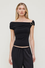 Dynamite Discount | Sculpt Buckle Detail Top Black