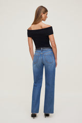Dynamite Website Shop | Rib Knit Off Shoulder Sweater Black