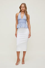 Dynamite Website Shop | Poplin Halter Top Blue