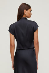 Dynamite Online | Ella Layered Satin Blouse Black