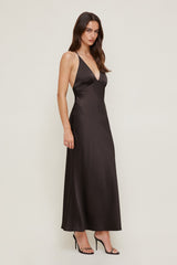 Dynamite Discount | Livia Satin Midi Dress Brown