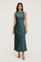 Dynamite On Sale | Nora Satin Maxi Slip Dress Green