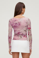 Dynamite Outlet | Stella Long Sleeve Mesh Top Pink