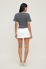 Dynamite Website Shop | Andrea Striped Cotton T Shirt Blue