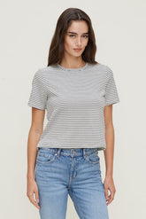 Dynamite Store | Everyday Striped Heavy Cotton T Shirt White
