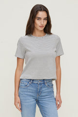 Dynamite Store | Everyday Striped Heavy Cotton T Shirt White
