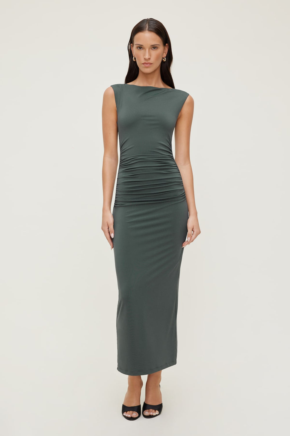 Dynamite US | Sculpt Boat Neck Maxi Dress Green