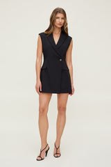 Dynamite Discount | Cap Sleeve Blazer Romper Mini Dress Black