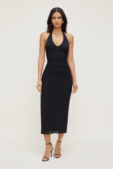 Dynamite US | Reia Halter Mesh Maxi Dress Black
