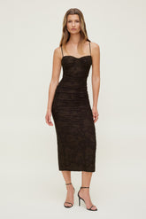 Dynamite Outlet | Mona Jacquard Midi Dress Brown