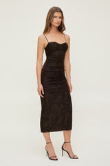 Dynamite Outlet | Mona Jacquard Midi Dress Brown