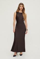 Dynamite Store | Nora Satin Maxi Slip Dress Brown
