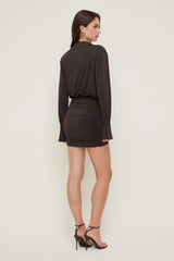 Dynamite Outlets | Sculpt Mini Shirt Dress Brown