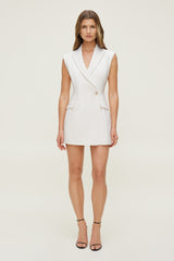 Dynamite Discount | Cap Sleeve Blazer Romper Mini Dress Beige