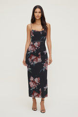 Dynamite On Sale | Floral Mesh Maxi Dress Black