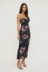 Dynamite On Sale | Floral Mesh Maxi Dress Black