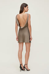 Dynamite Outlets | Nora Satin Mini Slip Dress Brown