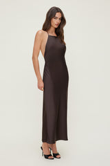 Dynamite Discount | Open Back Satin Slip Dress Brown