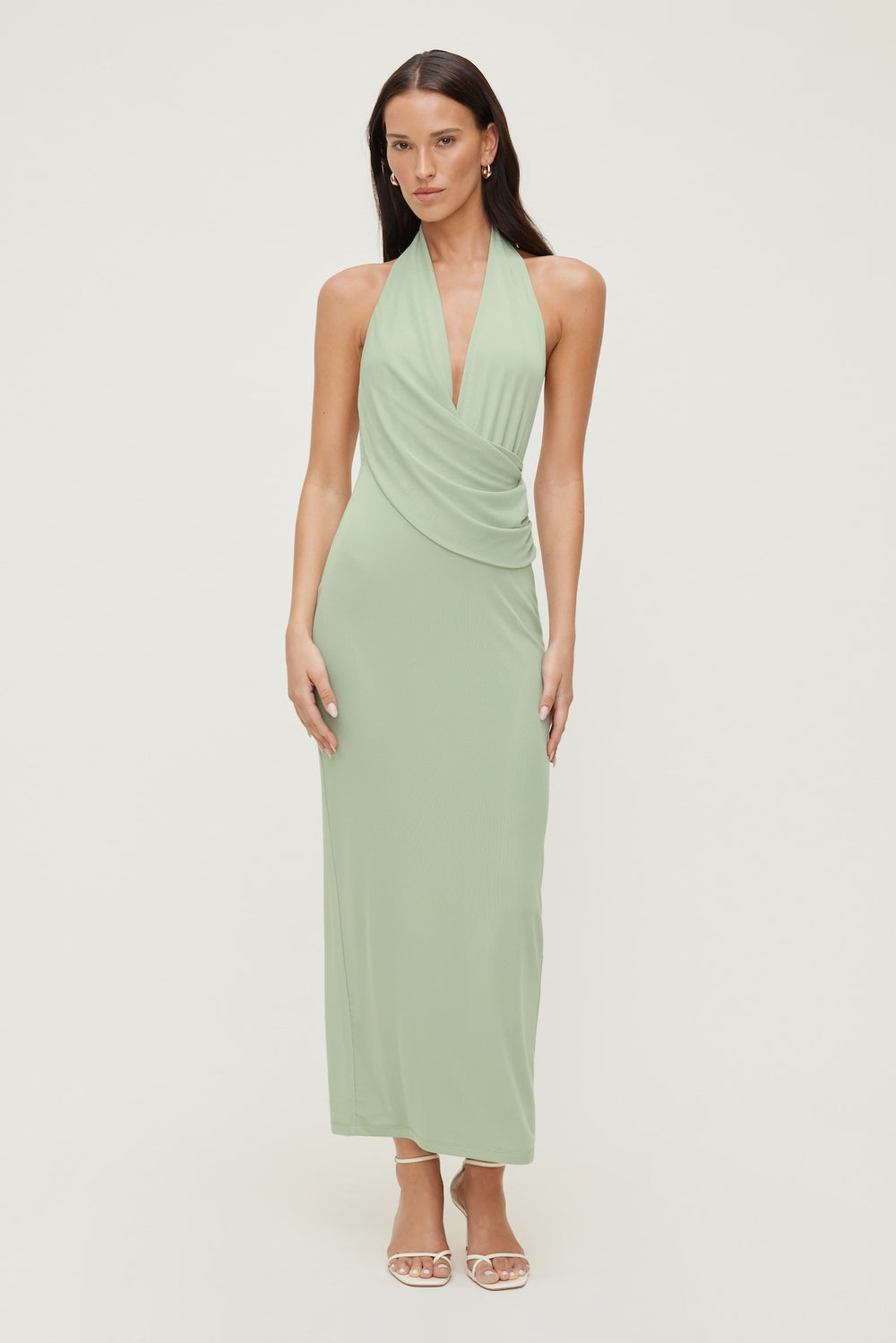Dynamite Website Shop | Plunge Mesh Maxi Dress Green