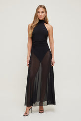 Dynamite Online | Sheer Mesh Halter Maxi Dress Black